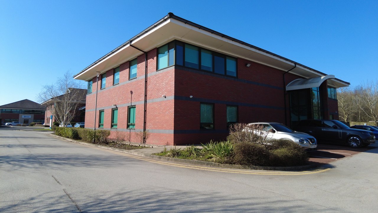 Two-storey brick business-park office at Abbots Park.